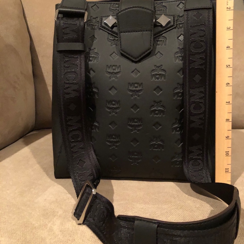 MCM Large Black Leather Tote Crossbody